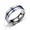 Unisex 6mm Thin Blue Line Titanium Ring High Polished Wedding Band Comfort Fit