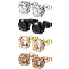 4 Pairs Stainless Steel Round Stud Earrings for Men Women Ear Piercing Earrings Cubic Zirconia Inlaid,3-8mm Available