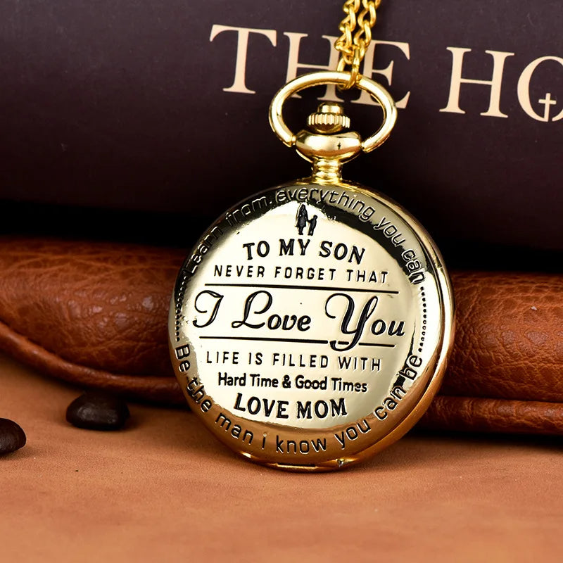 To My Son - Love Mom From Mother to Son Gifts Message Pocket Watch-jewelry-Innovato Design-Innovato Design