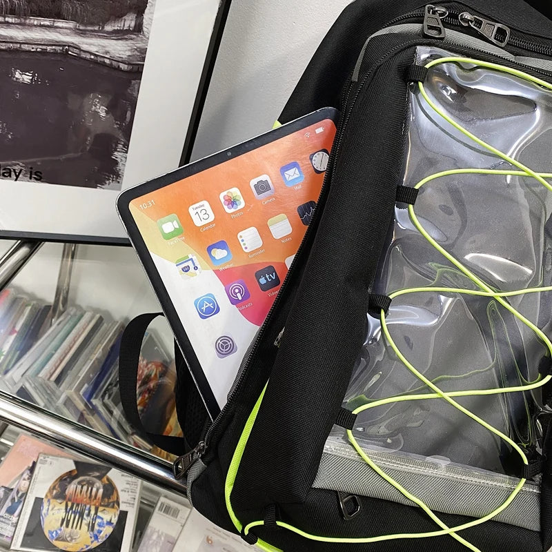 Transparent and Black Waterproof Fashion Backpack