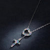 925 Sterling Silver Colorful Crystal Cross Pendant with Heart Charm Necklace