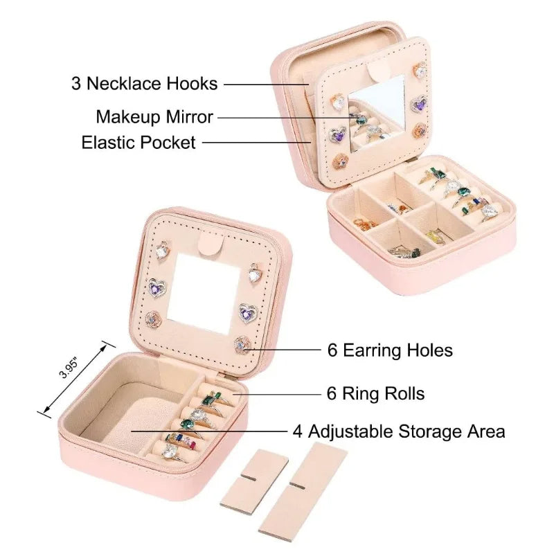 Travel Jewelry Box with Mirror Letter Organizer Personal Gift Cosmetic Bag-jewelry-Innovato Design-A-Innovato Design