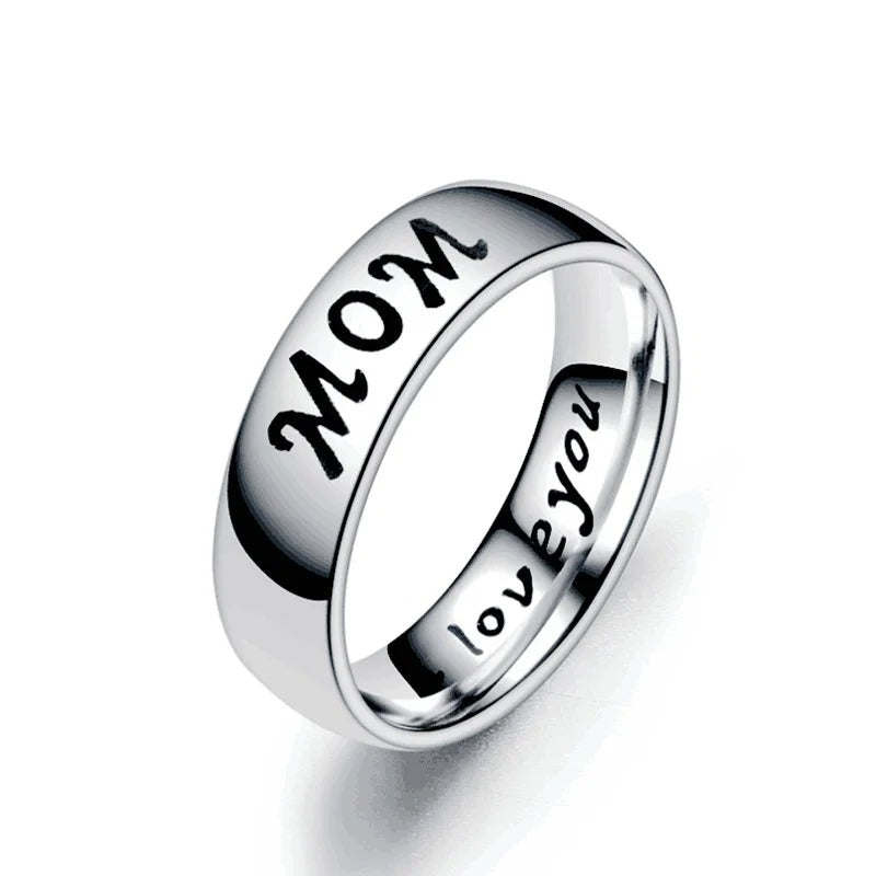Mother Daughter Jewelry Antique Family Band Rings Set Engraved 'I love you'