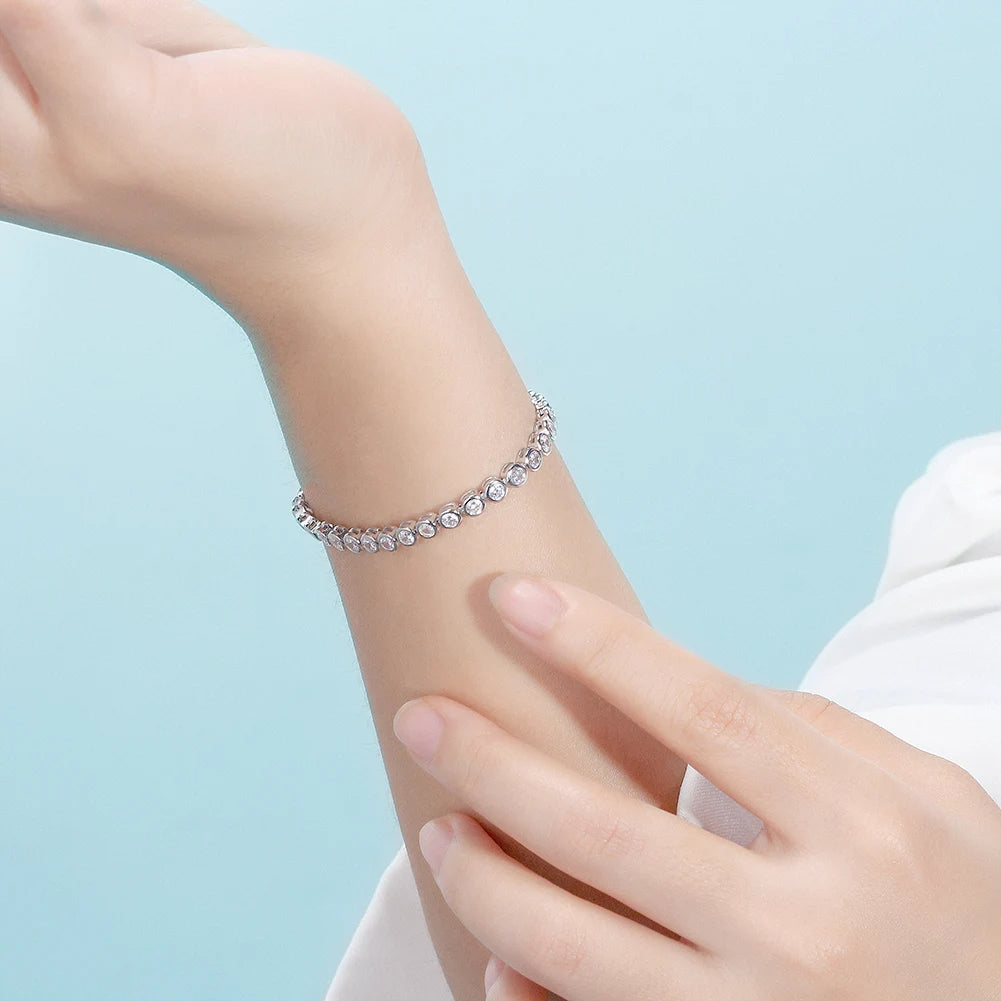 925 Sterling Silver Plated Cubic Zirconia Bangle Bracelet-Bracelets-Innovato Design-Silver-Innovato Design