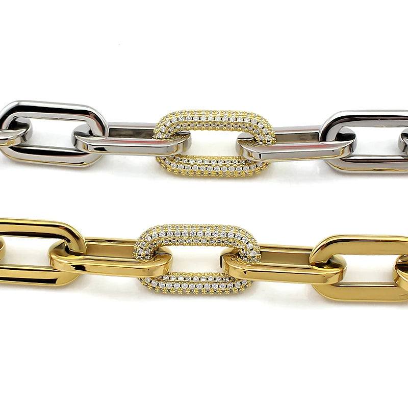 Unisex Stainless Steel Link Chain Bracelet Crystal-Bracelets-Innovato Design-Gold-Innovato Design