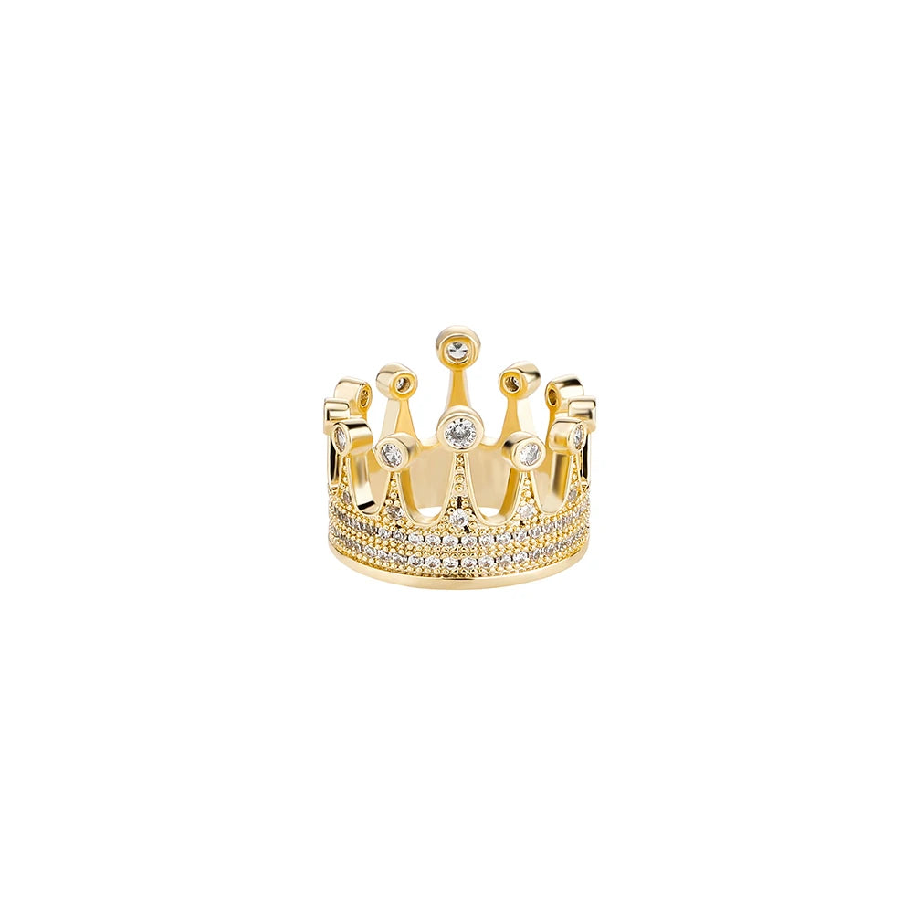 14K Gold Plating Two Tone Crown Cubic Zirconia Ring-Rings-Innovato Design-7-Innovato Design