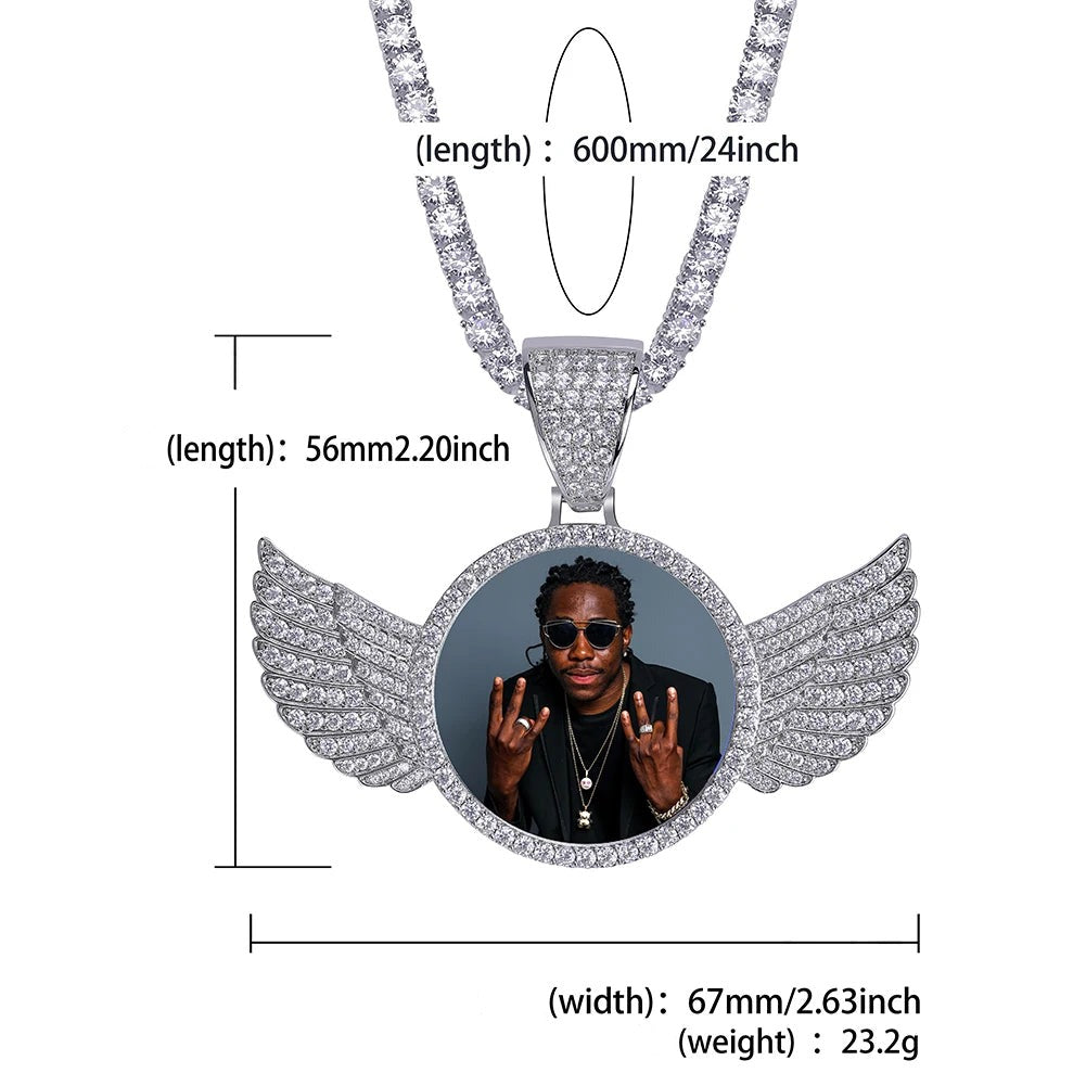 Custom Photo Memory Medallion Cubic-Zirconia Hip-hop Pendant Necklace-Necklaces-Innovato Design-Silver-Rope-18in-Innovato Design