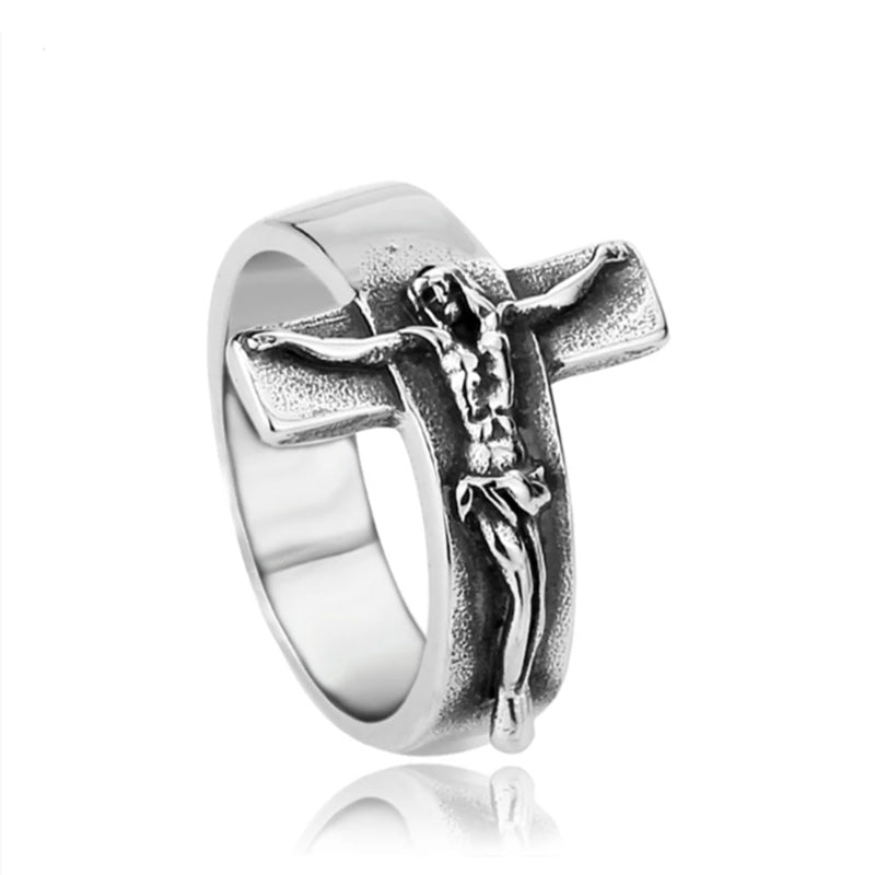 Men's Titanium Christian Jesus Cross INRI Ring-Rings-Innovato Design-7-Innovato Design