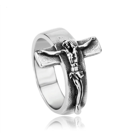 Men's Titanium Christian Jesus Cross INRI Ring-Rings-Innovato Design-7-Innovato Design