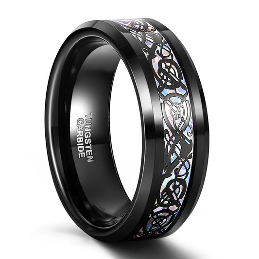 8mm Tungsten Carbide Wedding Band Ring Colorful Celtic Dragon Design-Rings-Innovato Design-6-Innovato Design