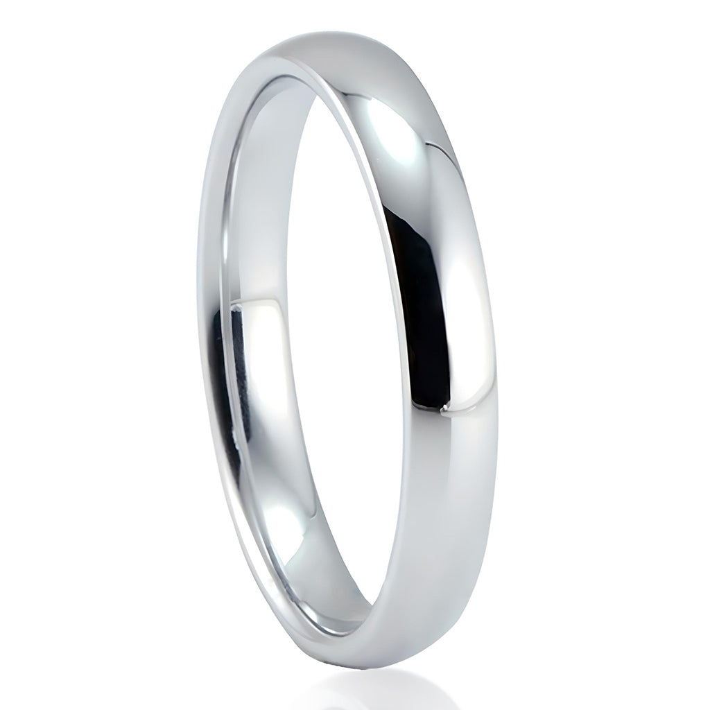 3mm Tungsten Carbide Ring Simple Style Thin Wedding Engagement Promise White Band High Polished-Rings-Innovato Design-5-Innovato Design
