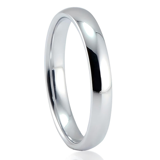 3mm Tungsten Carbide Ring Simple Style Thin Wedding Engagement Promise White Band High Polished