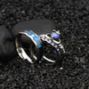 Blue Cubic Zirconia Claddagh and Forever Love Stainless Steel Wedding Bands Set