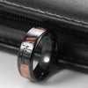 Men's 8mm Black Titanium Ring with Contrasting Engraved Crosses and Brown Camouflage Inlaid-Rings-Innovato Design-8-Innovato Design
