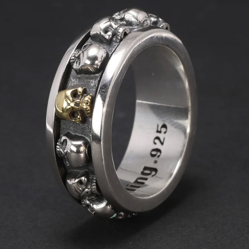 925 Sterling Silver Men Spinner Thai Skull Punk Rock Vintage Ring-Rings-Innovato Design-7-Innovato Design