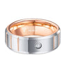 Men 8mm Rose Gold Tungsten Carbide Ring CZ Wedding Engagement Band Comfort Fit