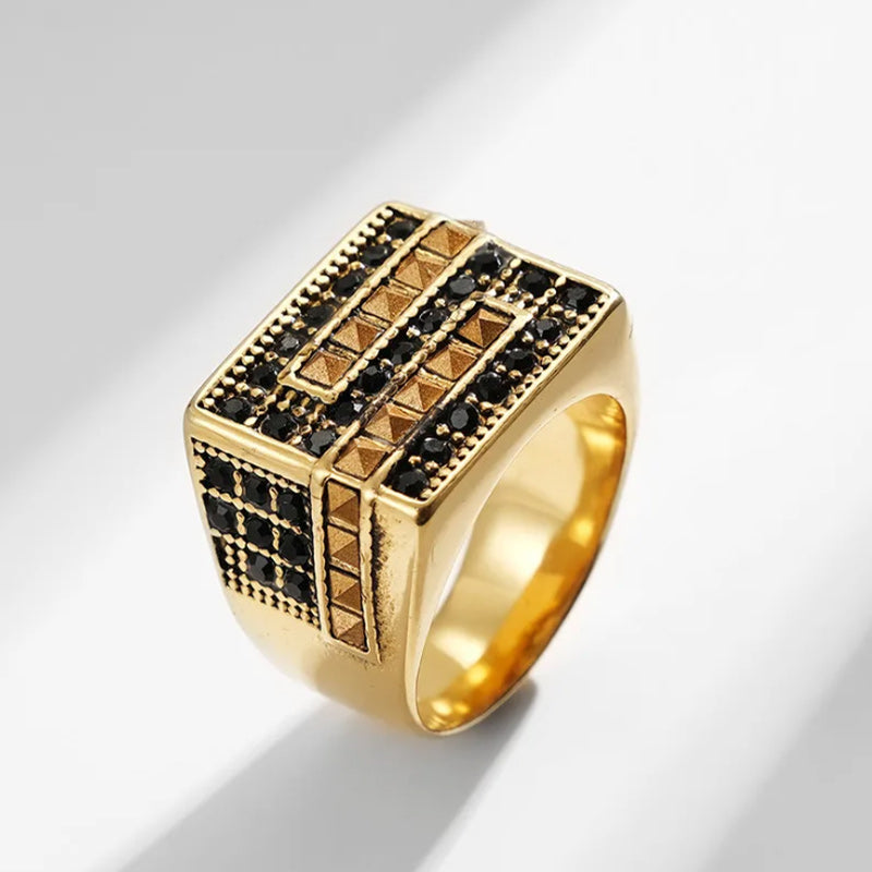 Men Cubic Zirconia Stainless Steel Ring, Classic Wedding Band-Rings-Innovato Design-8-Innovato Design