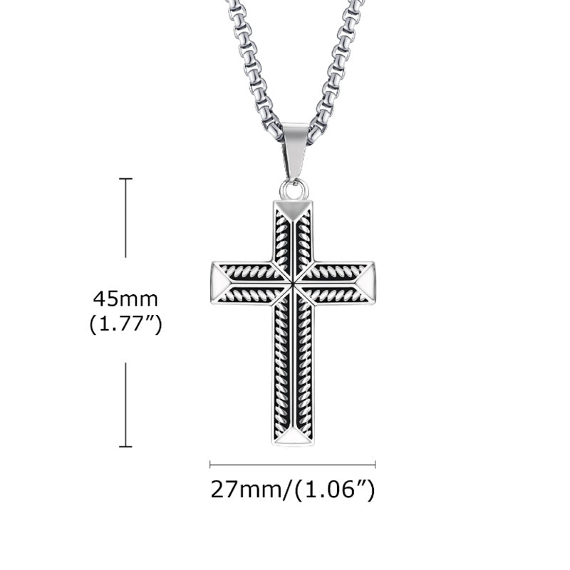 Stainless Steel Cross Pendant with IP Black Plating Pattern-Necklaces-Innovato Design-Innovato Design