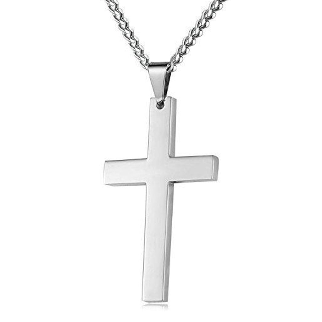 Stainless Steel Cross Pendant Chain Necklace for Men Women-Necklaces-Innovato Design-Silver-22in-Innovato Design