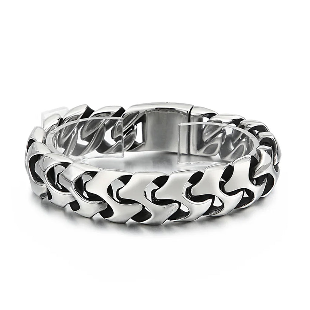 Cross Charm Stainless Steel Chunky Punk Bracelet-Bracelets-Innovato Design-Beta-7.48in-Innovato Design