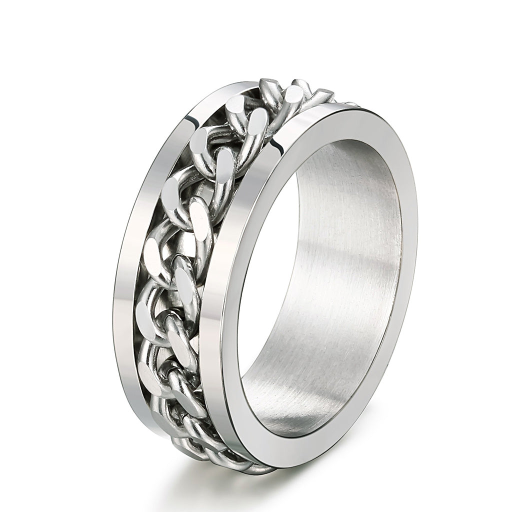 Stainless Steel Rings for Men Engagement Wedding Band Rotatable Chain Ring-Rings-Innovato Design-7-Innovato Design
