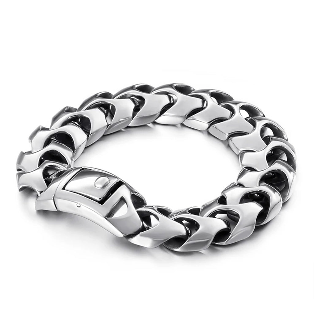 Cross Charm Stainless Steel Chunky Punk Bracelet-Bracelets-Innovato Design-Alfa-7.48in-Innovato Design