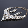 Crystal and Rhinestone Flower Necklace, Bracelet, Earrings & Ring Wedding Statement Jewelry Set