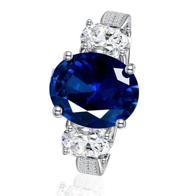 925 Sterling Silver 5CT Sapphire Diamond Gemstone Wedding Engagement Ring-Rings-Innovato Design-5-Innovato Design