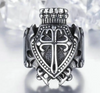 Men's Stainless Steel Ring Silver Tone Black Celtic Medieval Cross Shield