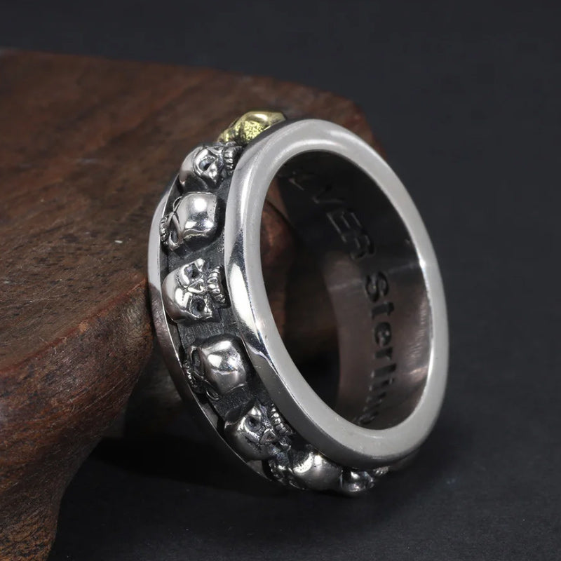 925 Sterling Silver Men Spinner Thai Skull Punk Rock Vintage Ring-Rings-Innovato Design-7-Innovato Design