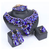 Crystal and Rhinestone Flower Necklace, Bracelet, Earrings & Ring Wedding Statement Jewelry Set