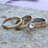 Gold/Silver and Cubic Zirconia Stainless Steel Wedding Ring Set