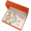 Women Butterfly Design Quartz Watch, Necklace & Earrings and Flower Design Bracelet Jewelry Set