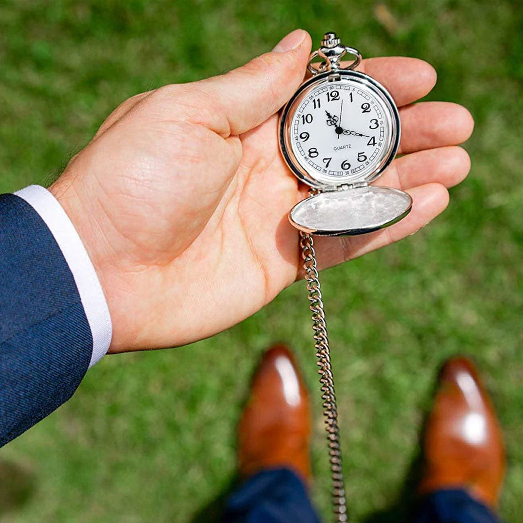 "To My Son Love Mom" Quartz Necklace Chain Pendant Pocket Watch