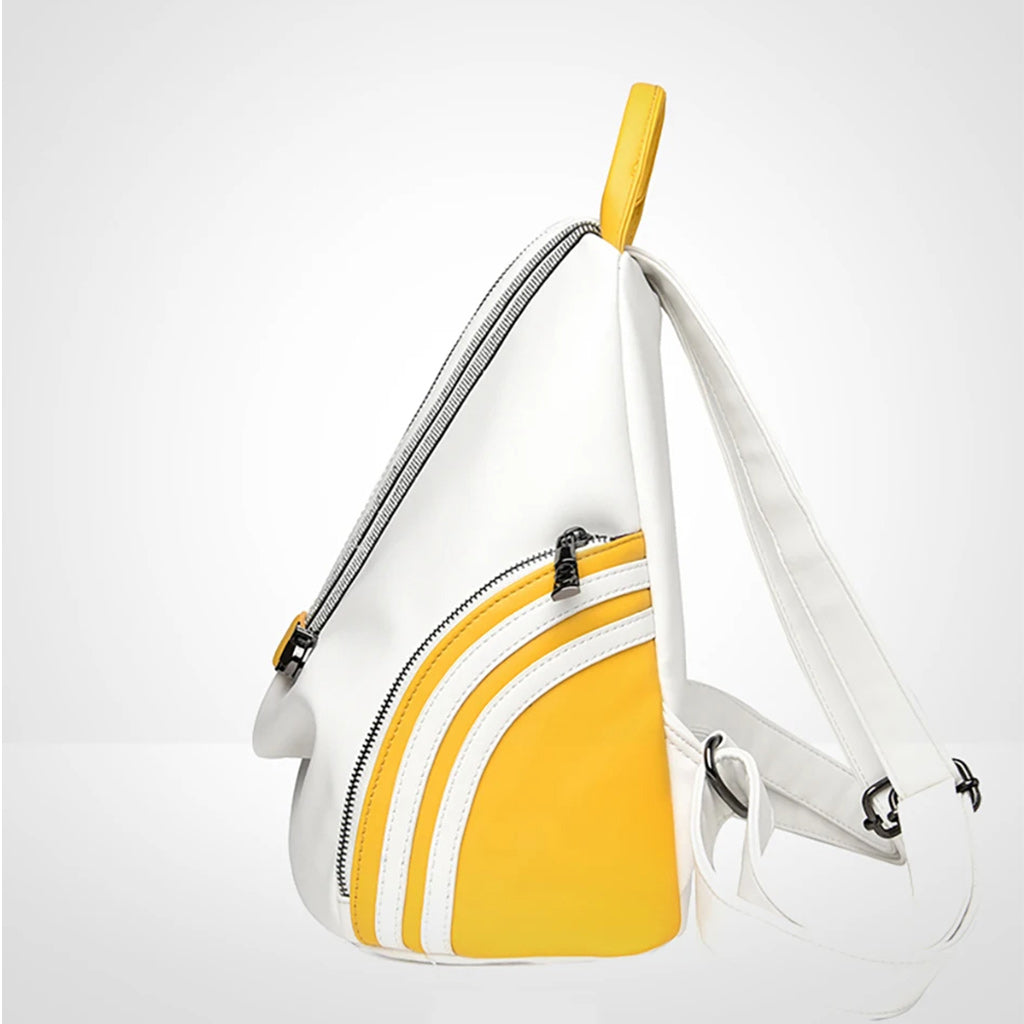 Large Side Zipper Leather Backpack in Multiple Colors-Leather Backpacks-Innovato Design-Yellow-10 in-Innovato Design