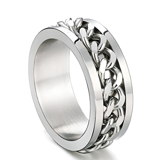 Stainless Steel Rings for Men Engagement Wedding Band Rotatable Chain Ring-Rings-Innovato Design-7-Innovato Design