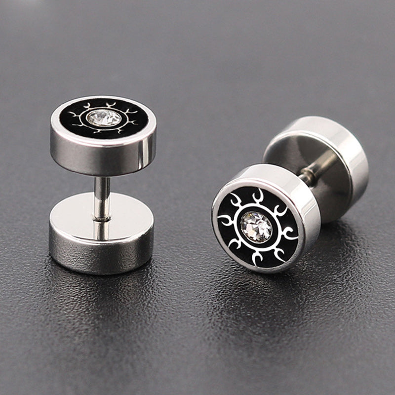 6 Pcs Black Gold Silver Earplug Stainless Steel CZ Stud Earrings Set-Earrings-Innovato Design-Innovato Design