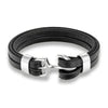 Men Women's Genuine Leather Bangle Cuff Cord Anchor Braided Bracelet-Bracelets-Innovato Design-Silver-Innovato Design