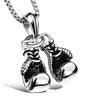 Men Punk Stainless Steel Boxing Gloves Chain Pendant Necklace