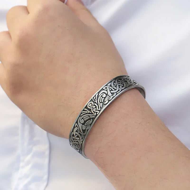 Magnetic Bracelet Celtic Cuff Stainless Steel Adjustable Bangle Trinity Knot-Bracelets-Innovato Design-Silver-Innovato Design