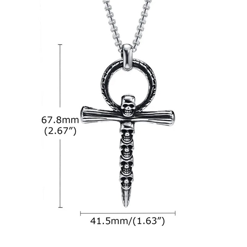 Gothic Silver Skull Cross Pendant Stainless Steel Necklace-Necklaces-Innovato Design-Innovato Design
