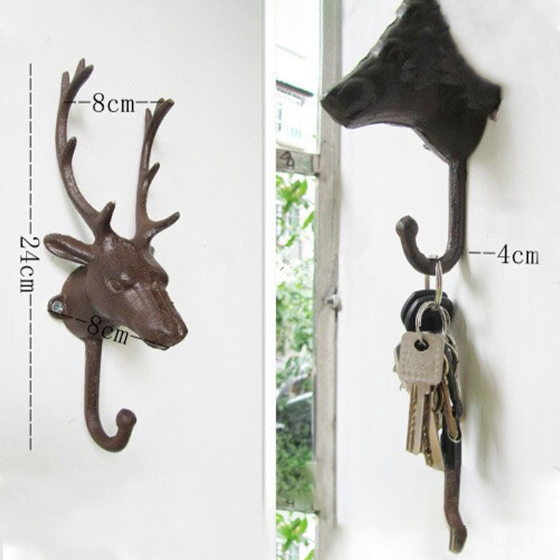 Decorative Deer Head Wall Mount Rack Stylish Cast Iron Hanger Hook-Home & Garden-Innovato Design-Brown-Innovato Design