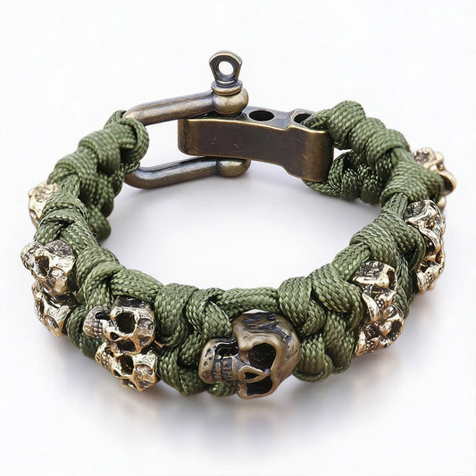 Vintage Outdoor Braided Rope Paracord Skull Bracelet