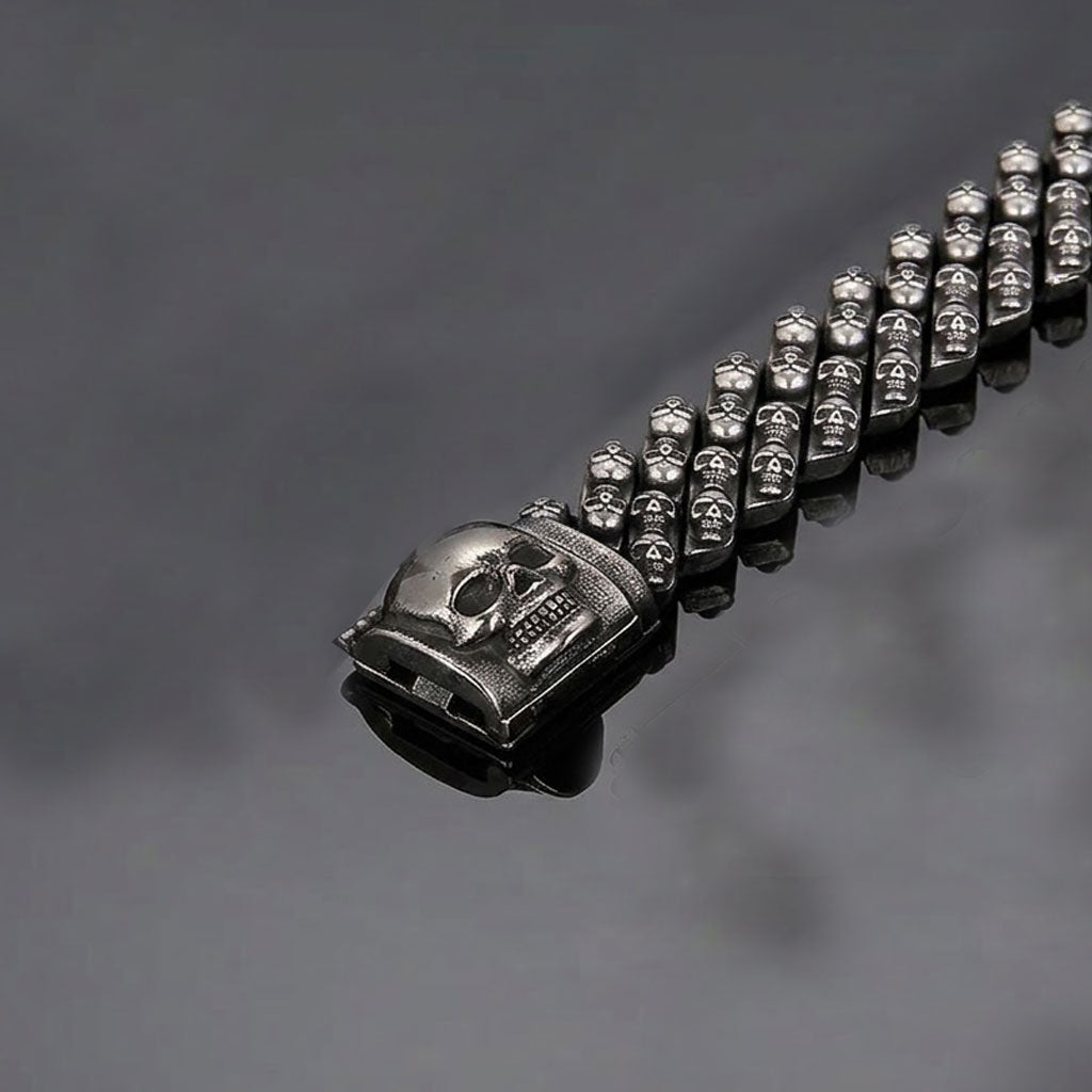 Large Stainless Steel Skull Bracelet Link Chain for Men