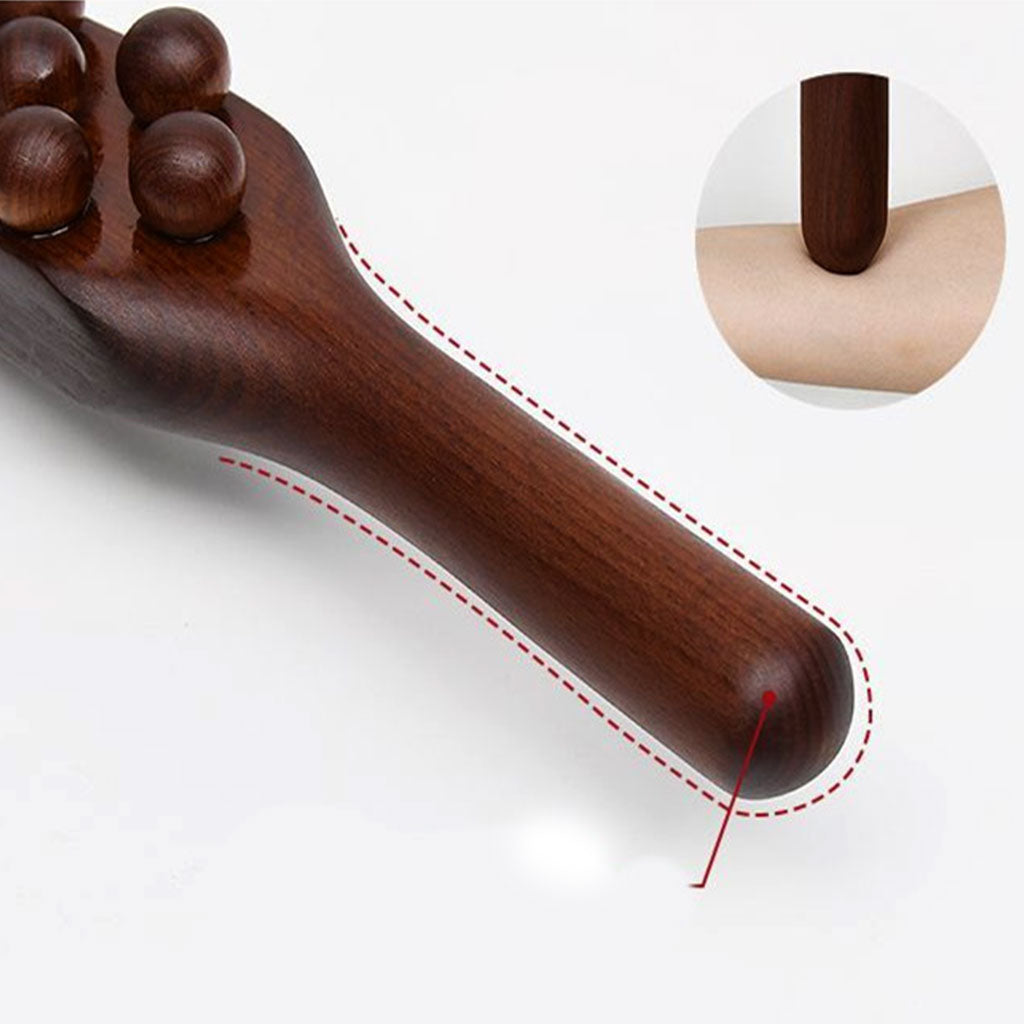 Wooden Pain Relief Handheld Massage Roller – Deep Tissue Acupressure Tool for Foot & Body Massage