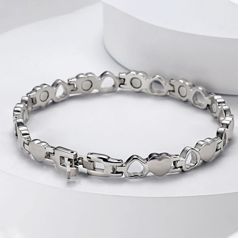Women Love Heart Titanium Magnetic Therapy Bracelet Adjustable-Bracelets-Innovato Design-Innovato Design