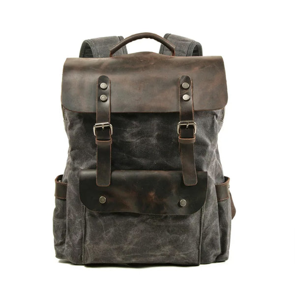 3 Colors Waxed Genuine Leather Backpack Large Capacity