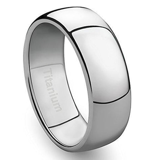 8MM Men's Titanium Ring Classic Wedding Band with Polished Finish-Rings-Innovato Design-7-Innovato Design