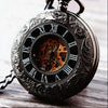 Floral Steel Quartz Mechanical Pocket Watch with Fob Chain