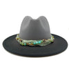 Colorful Brim Fedora Hat with Pearl Hatband